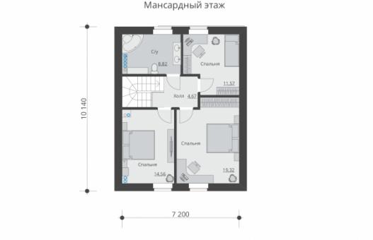 Одноэтажный  дом с мансардой